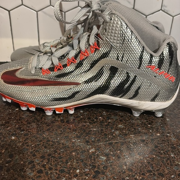 Nike Football Cleats Alpha Pro 2 3/4 TD Sz 8 Men’s Shoes Silver  820280-060- - Picture 4 of 8